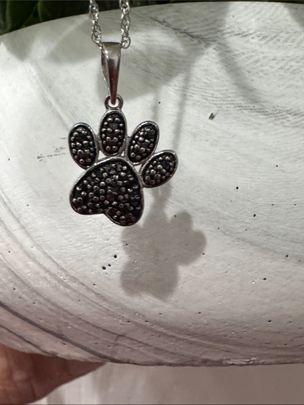 Paw print Pendant Pave accents  925 Sterling Silver Necklace - Picture 9 of 16